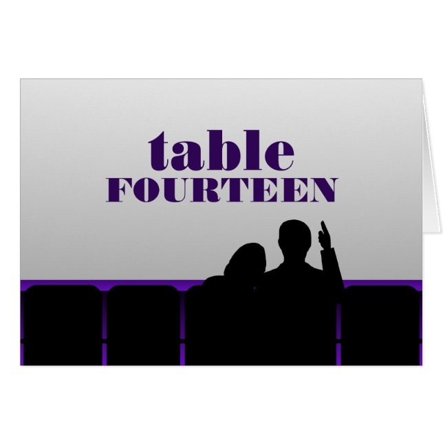 Movie Theatre Table Card, Purple (Front Horizontal)