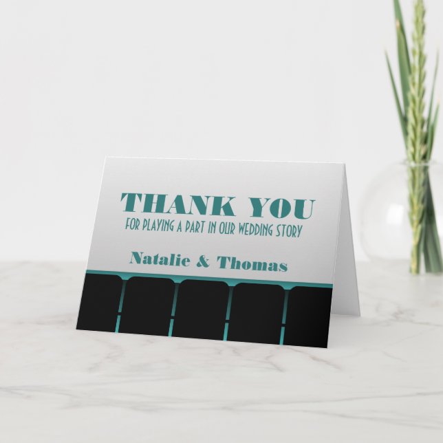 Movie Theatre Thank You Card, Teal (Front)