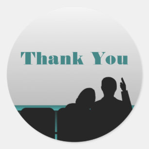 Movie Theatre Thank You Stickers, Teal Classic Round Sticker