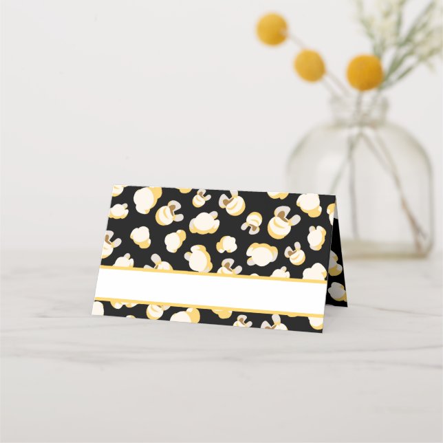 Movie Theatre Theme Birthday Popcorn Pattern Place Card (Front)