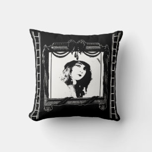 Movie Theatre Throw Pillow in Black and White
