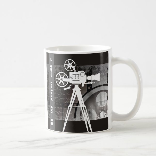 Movie Theme Coffee Mug, Lights, Camera, Action Mug (Right)
