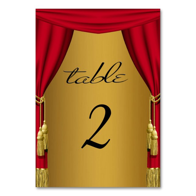 Movie Theme Curtains Gold Table Number (Front)
