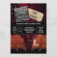 Movie theme inside cinema ticket popcorn party