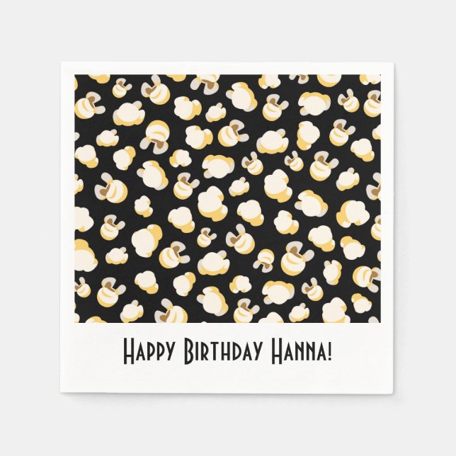 Movie Theme Popcorn Pattern Birthday Party Napkin (Front)