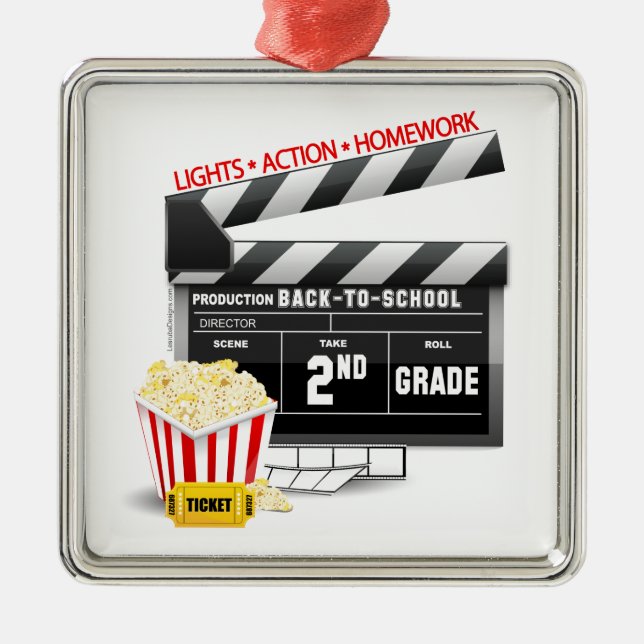 Movie Theme Second Grade Metal Ornament (Front)