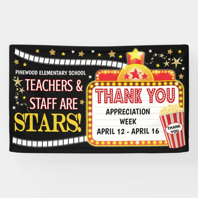 Movie Theme Teacher Appreciation Week Banner (Horizontal)