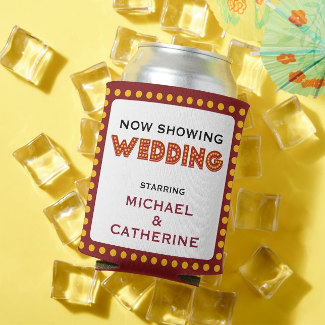 Movie Theme Wedding Marquee Sign Can Cooler (In Situ Summer)