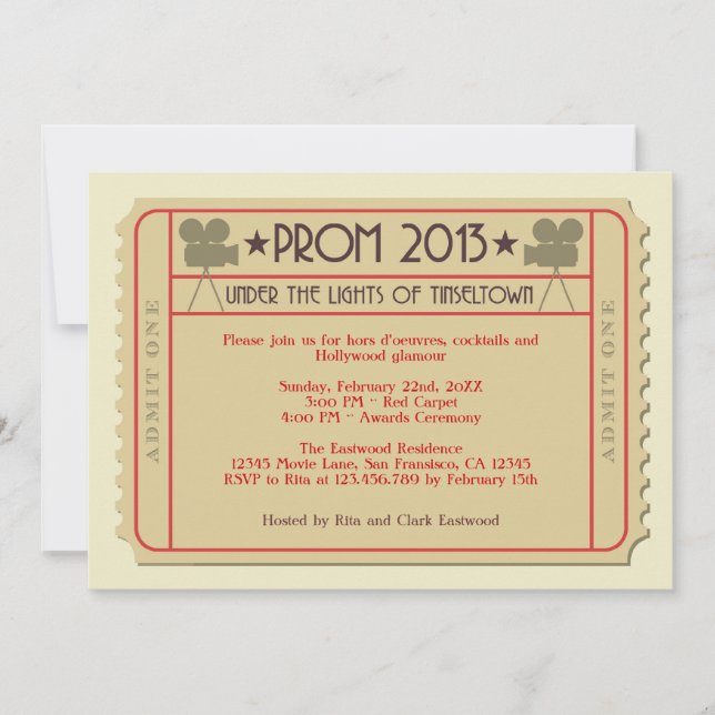 Movie Ticket Awards Ceremony Party Invitation (Front)