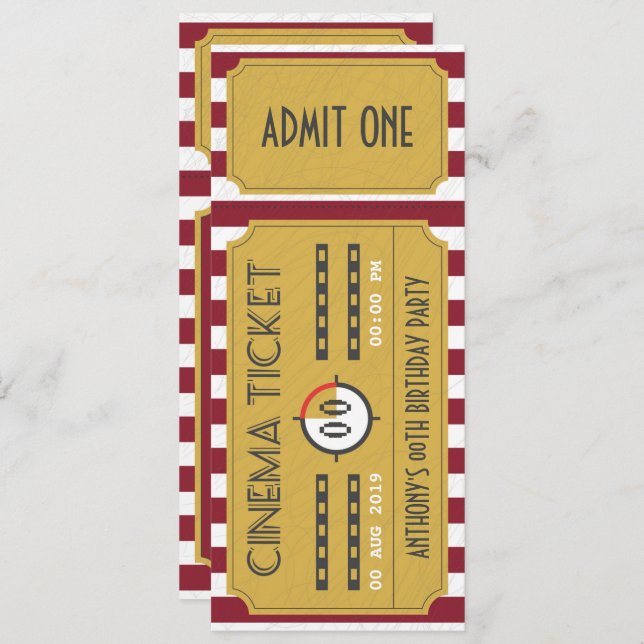 Movie Ticket Birthday Party add photo Invitation (Front/Back)
