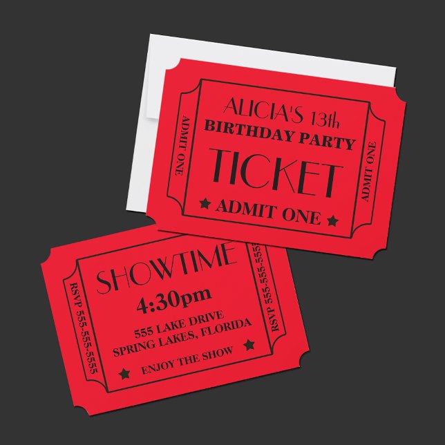 Movie Ticket Birthday Party Invitation (Creator Uploaded)