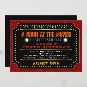 Movie Ticket Birthday Party Invitation
