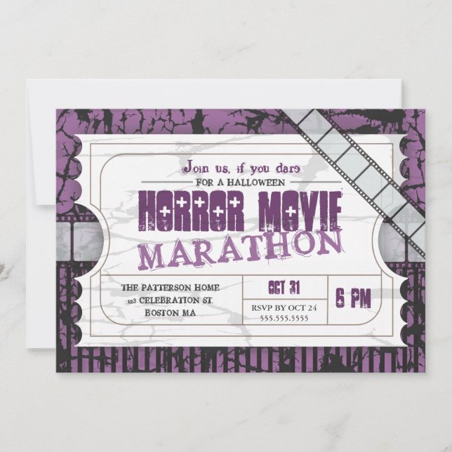 Movie Ticket Halloween Horror Movie Party Invitation (Front)