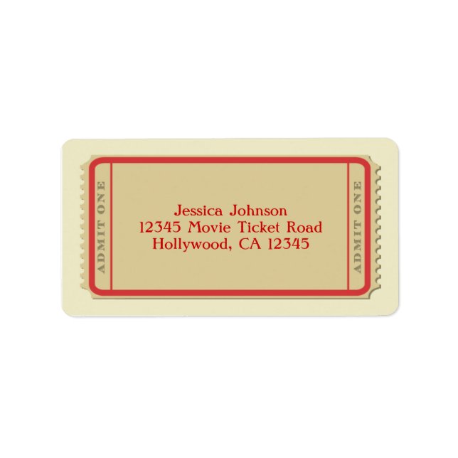 Movie Ticket Mailing Label (Front)