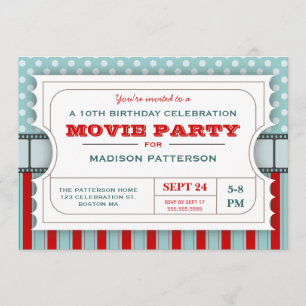 Movie Ticket Party Birthday Party Admission Ticket Invitation