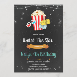 Movie under the stars party invitation