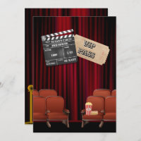 Movie VIP popcorn ticket clapper board screening