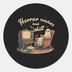 Movies And Chill Ghost Classic Round Sticker