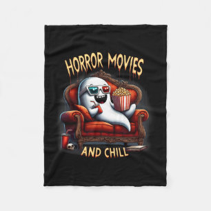 Movies And Chill Spooky Halloween Ghost Movie Love Fleece Blanket