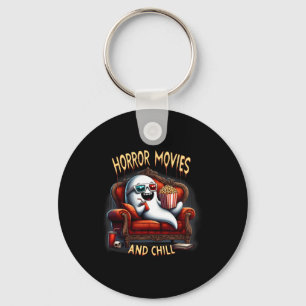 Movies And Chill Spooky Halloween Ghost Movie Love Key Ring