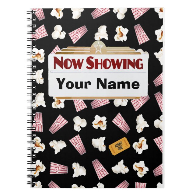 Movies and Popcorn Customisable Notebook (Front)