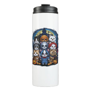 Movies Cute Halloween for Cat Kitty Lovers Long Sl Thermal Tumbler