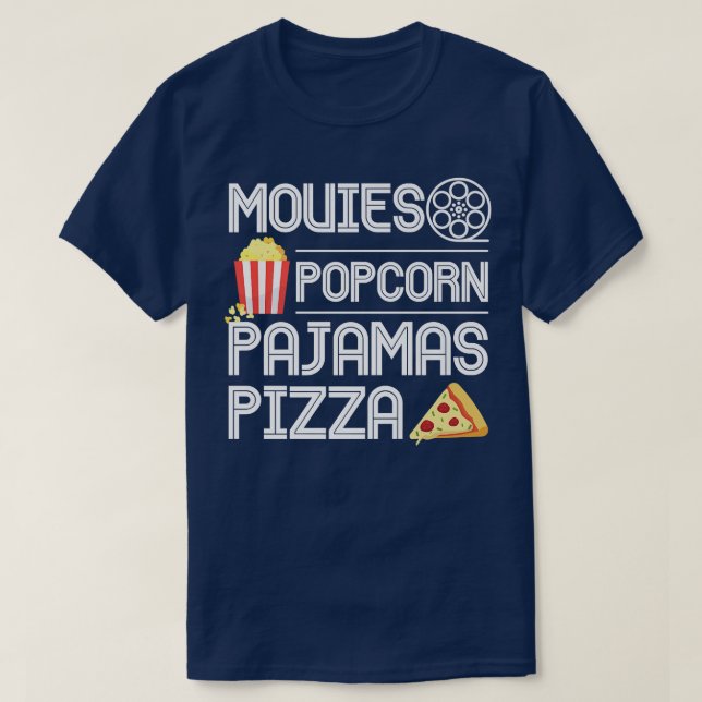 Movies Popcorn Pajamas Pizza Premium 10272321 T-Shirt (Design Front)
