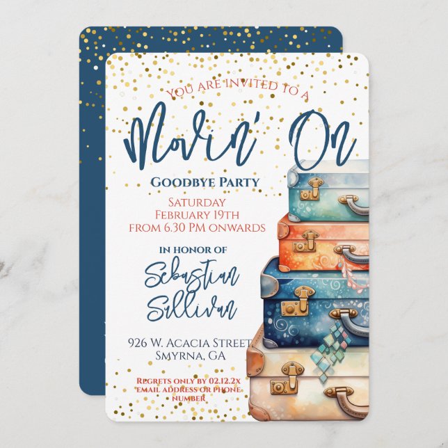 Movin' On Goodbye Going Away Party Invitation (Front/Back)