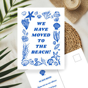 MOVING ANNOUNCEMENT ADDRESS Blue Seashells Beach Postcard