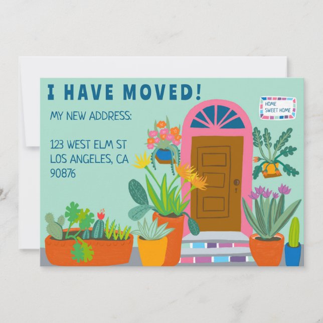 Moving Announcement Address Colourful Front Door  (Front)