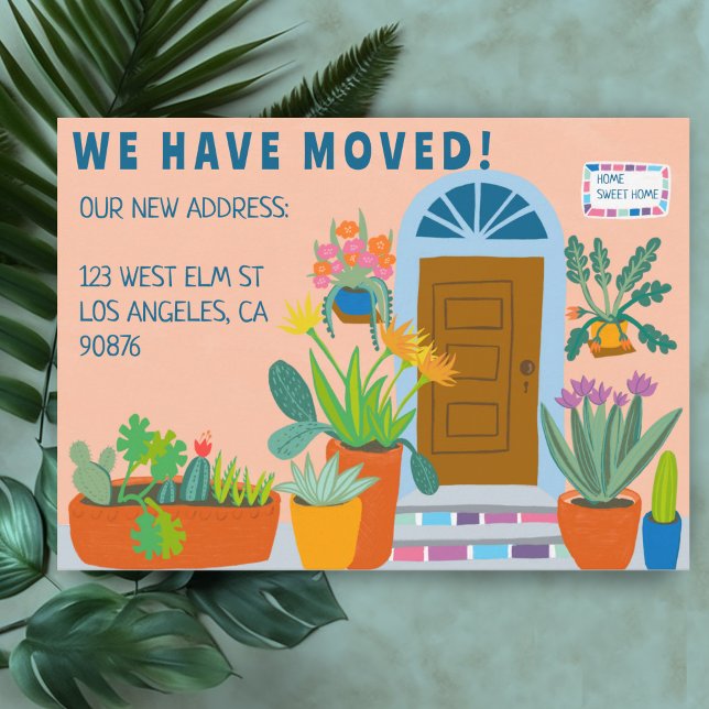 Moving Announcement Address Colourful Front Door (Moving Announcement Address Change Colorful Front Door Custom Card
)