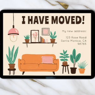 Moving Announcement Address Cute Living Room Card