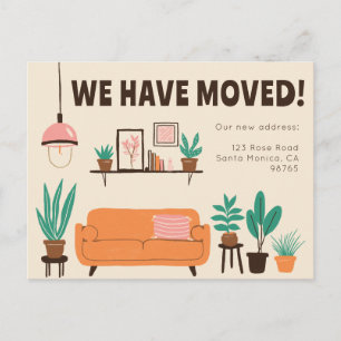 Moving Announcement Address Cute Living Room Sofa Postcard