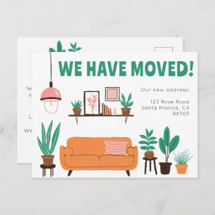 Moving Announcement Address Cute Living Room Sofa  Postcard