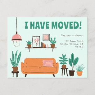 Moving Announcement Address Cute Living Room Sofa Postcard