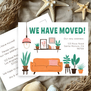 Moving Announcement Address Cute Living Room Sofa  Postcard