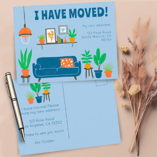 Moving Announcement Address Cute Living Room Sofa  Postcard