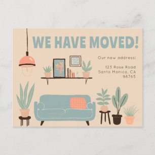 Moving Announcement Address Cute Living Room Sofa Postcard
