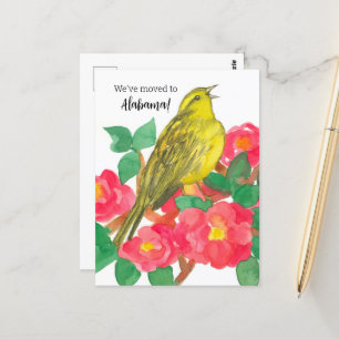 Moving Announcement Alabama Yellowhammer Camellias Postcard