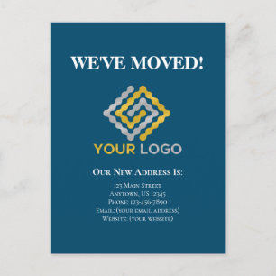 Moving Announcement Blue Business Logo Postcard
