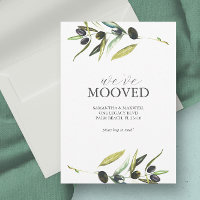 Moving Announcement Cards Watercolor Olive Branch