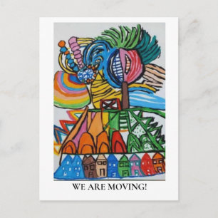 MOVING ANNOUNCEMENT Colourful Houses Watercolor Postcard