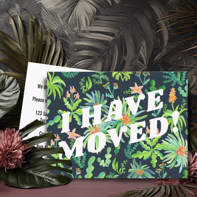 MOVING ANNOUNCEMENT Colourful Jungle Botanicals  Postcard (Watercolor painting of tropical jungle custom moving announcement address change postcard)