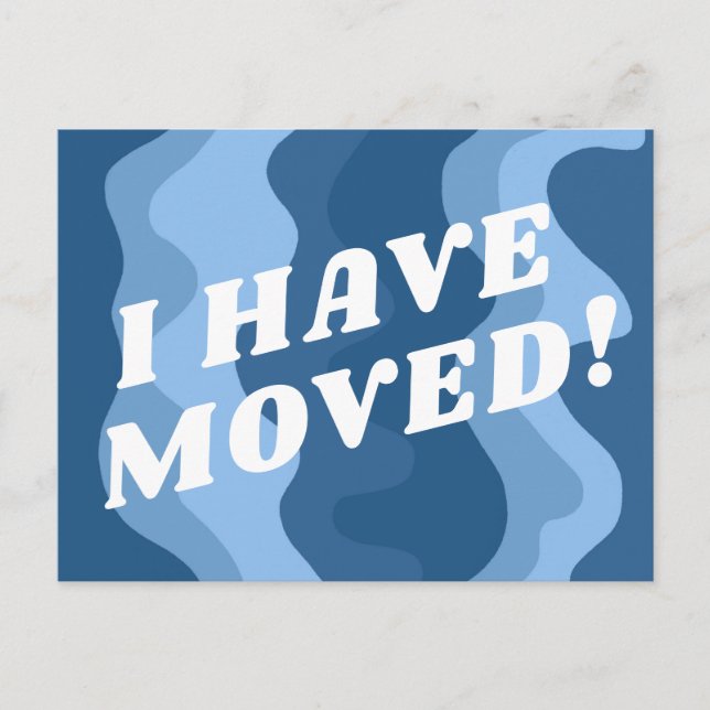 MOVING ANNOUNCEMENT Colourful Stripes Bold Blue Postcard (Front)