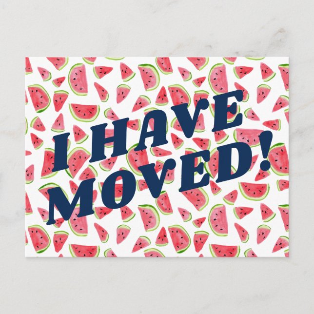 MOVING ANNOUNCEMENT Colourful Watermelon Fruity Fu Postcard (Front)