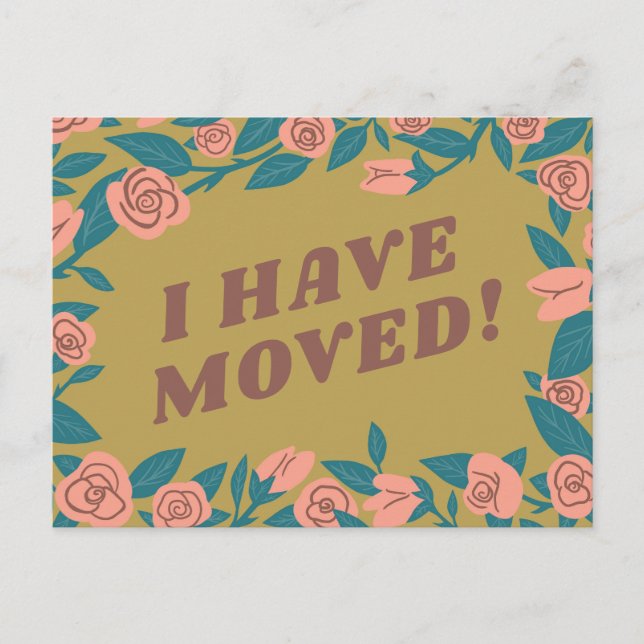 MOVING ANNOUNCEMENT Cute Pink Rose Frame Custom Postcard (Front)