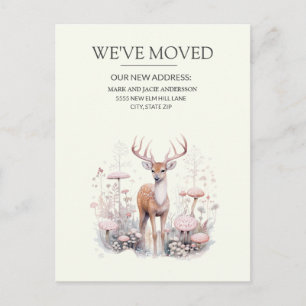 Moving Announcement Deer Antlers Forest Postcard
