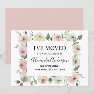 Moving Announcement Dusty Pink Floral