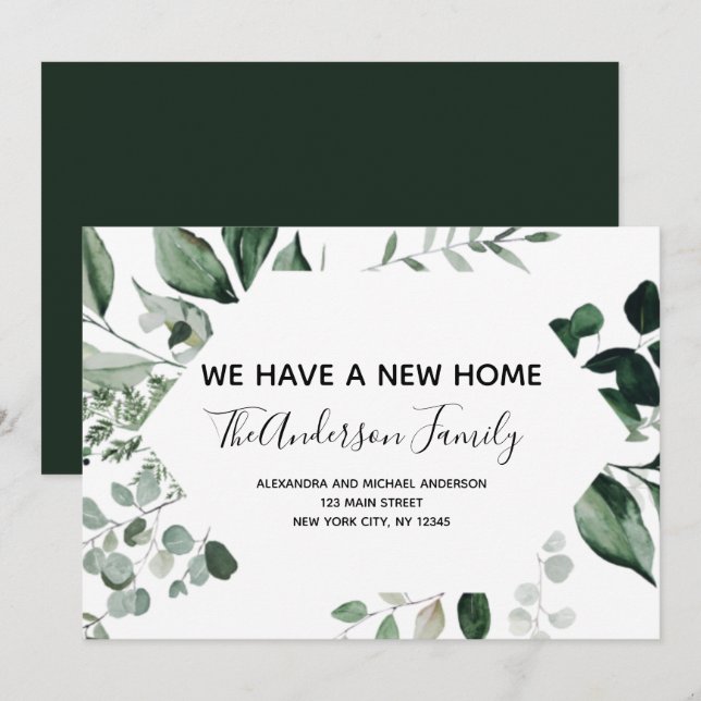 Moving Announcement Eucalyptus Greenery (Front/Back)