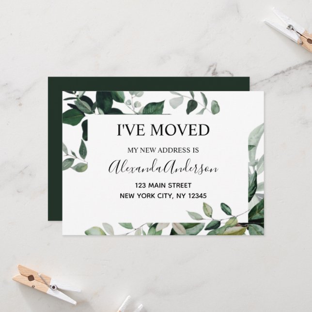 Moving Announcement Eucalyptus Greenery (Front/Back In Situ)